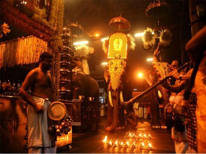 Decorated elephants during Guruvayur Ekadasi