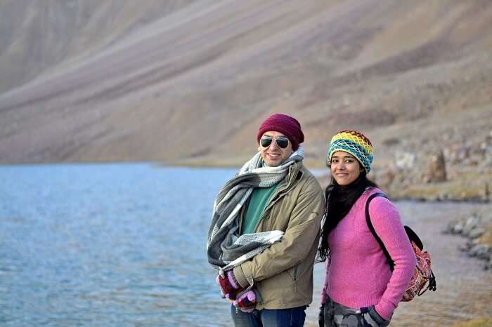 Avneet and her friend at Chandratal Lake