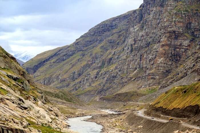 The confluence of Chandra and Bhaga rivers near Rohtang