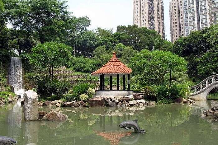 The Shing Mun River at the Sha Tin Central Park in Hong Kong