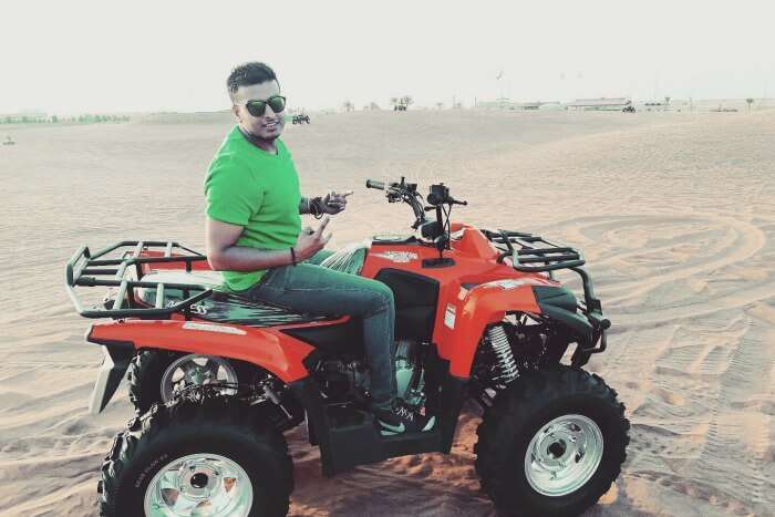 quad biking during desert safari