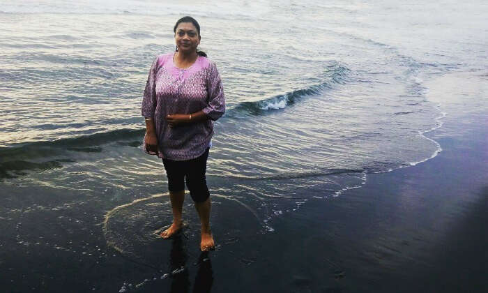 anuj's wife at the beach