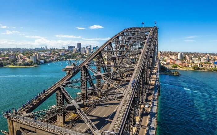 Participants trying bridge climb in Sydney