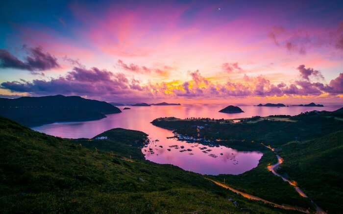 Colors of dawn in Clear Water Bay in Hong Kong