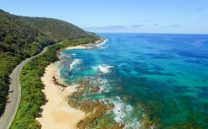 Aerial view of a part of Great Ocean Road 