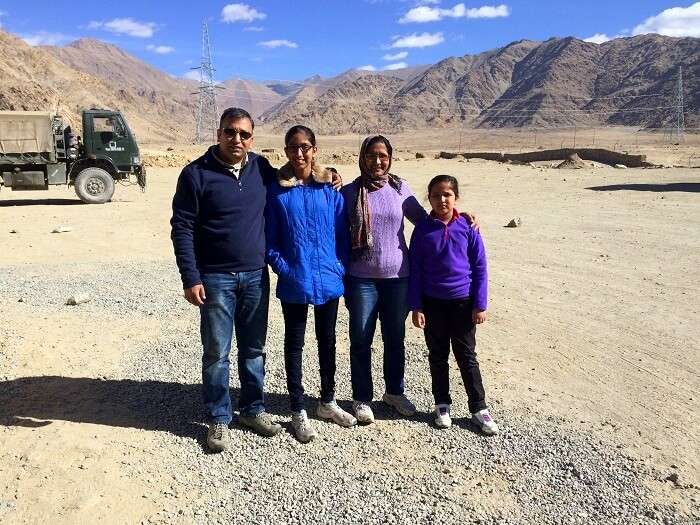 Manish and his family sightseeing in Ladakh