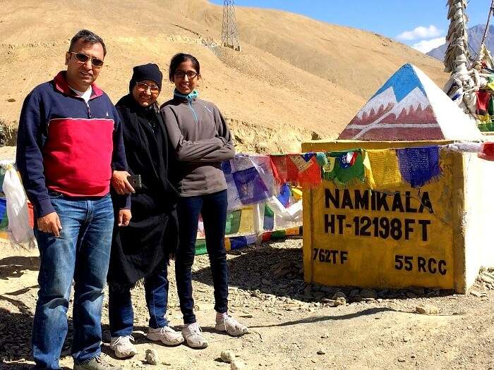 Manisha and his family at Namik La Ladakh