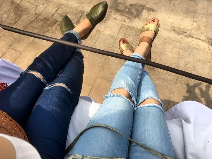 Regina and her friend chill in Jaipur