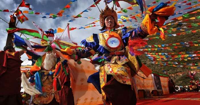 Performers during the drama show held during the Losar Festival