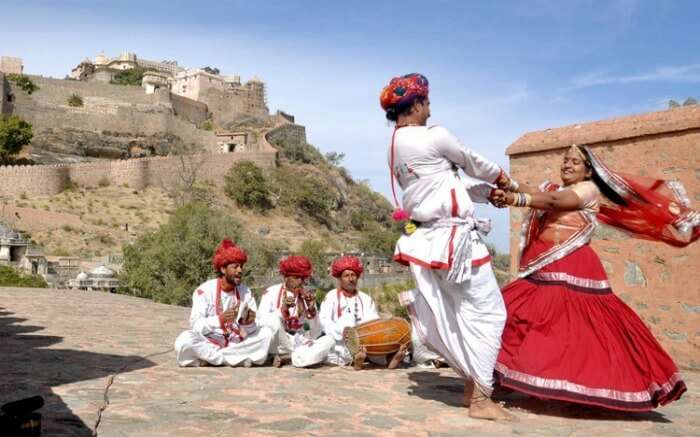 Folk artists performing during the Kumbhalgarh Festival