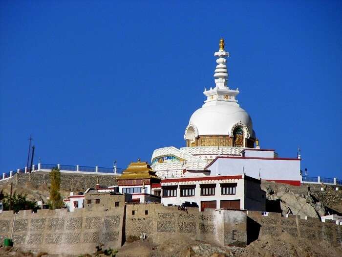 View of the Shanti Stupa in Leh