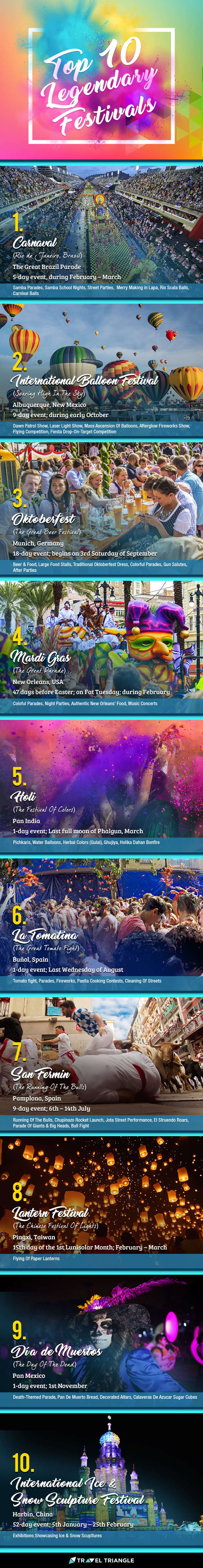 An infographic of the top 10 legendary festivals in the world