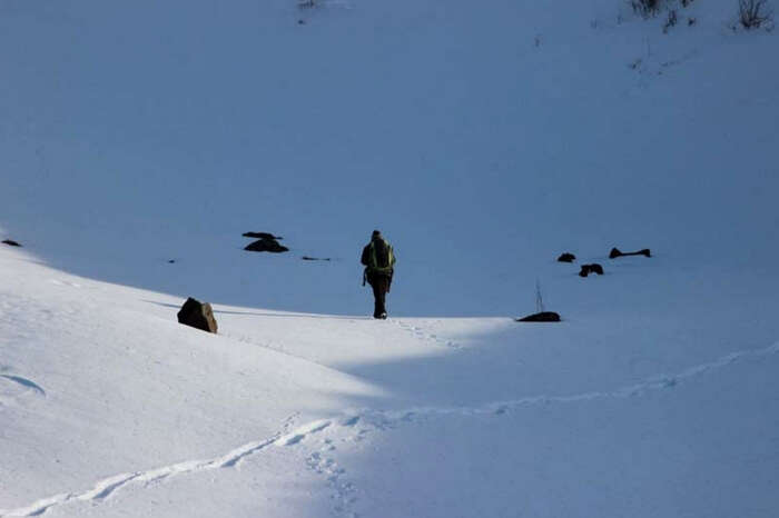 A traveler on his way to Prashar Lake