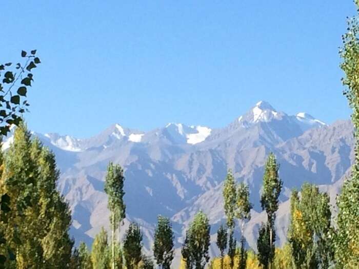 View of the Ladakh peaks from Hotel Room