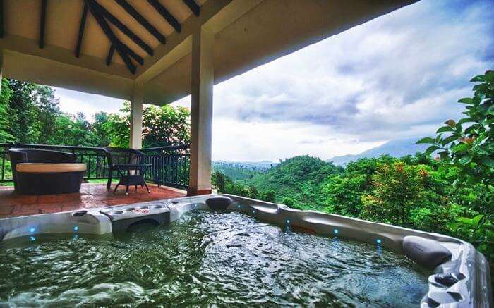 Panoramic view from the jacuzzi in the Windflower Resort and Spa which is among the most romantic retreats ever