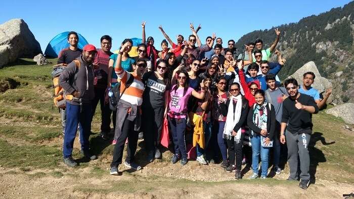 Travelers visiting Triund