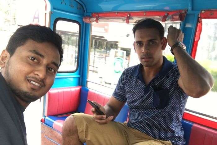 riding around the town in a tuk tuk