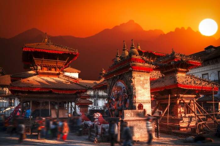 A sunset shot of the ancient Patan city in Kathmandu Valley