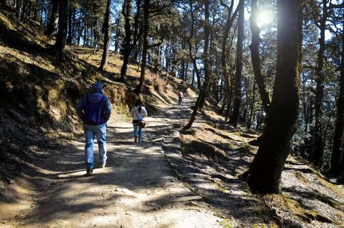 trekking to waterfall