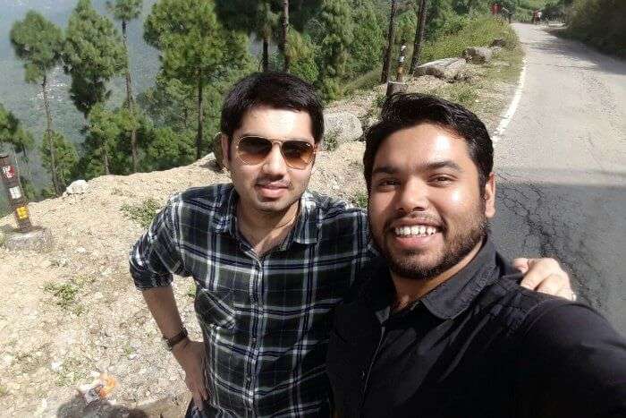 me and abhinav posing for a selfie outside St Mary's church