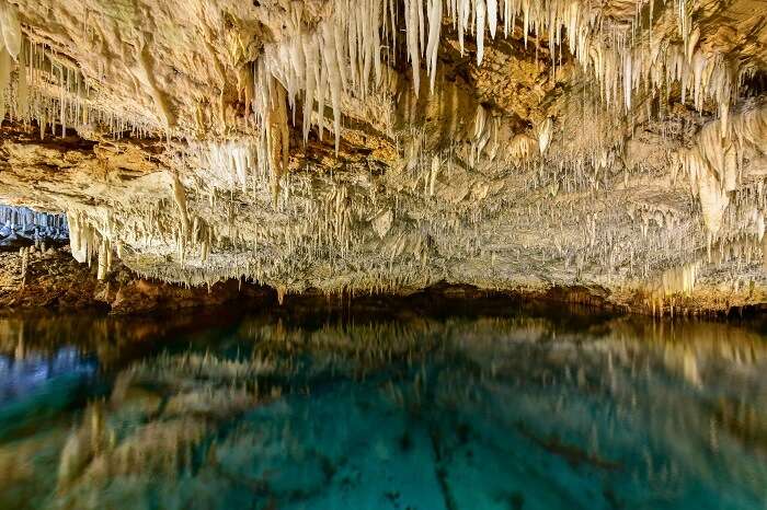 The insides of the subterranean cavern located in Hamilton Parish in Bermuda