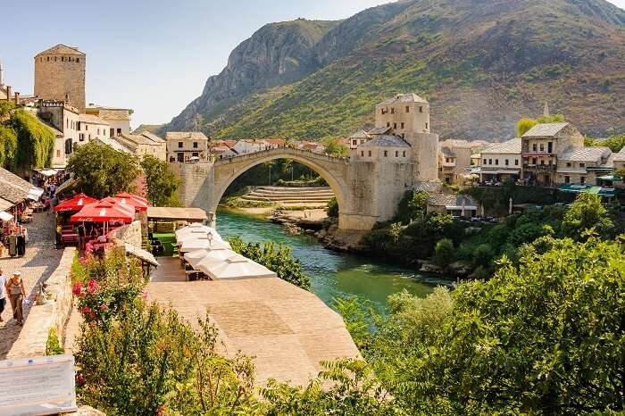 A beautiful view of the new Stari Most Old Bridge at Bosnia and Herzegovina