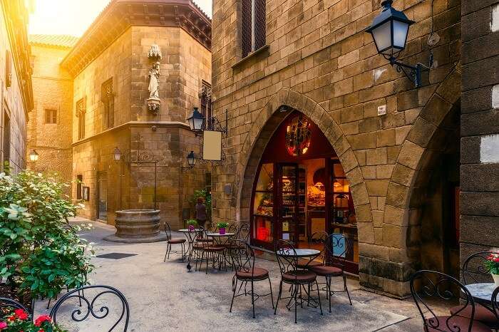 The traditional architectures of Poble Espanyol at Barcelona in Spain