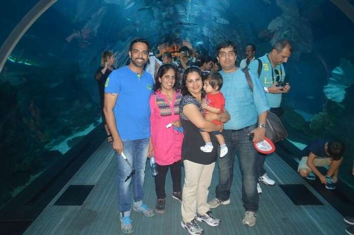 Family enjoying at aquarium in Dubai