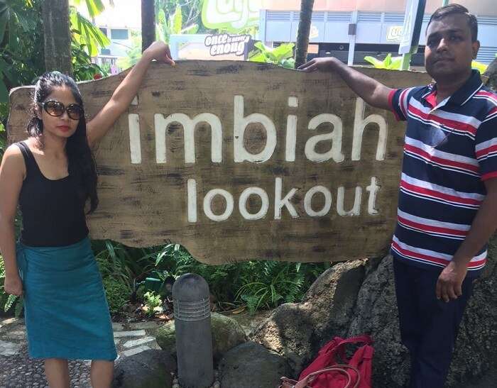 Govind and his wife at Imbiah Lookout in Sentosa