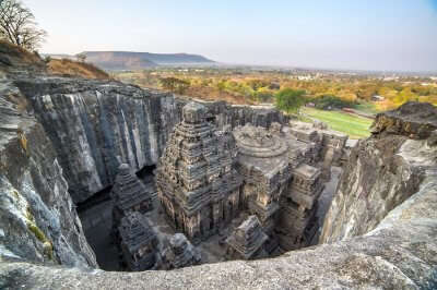 The beautiful Kailas Temple within the Ellora Caves Complex