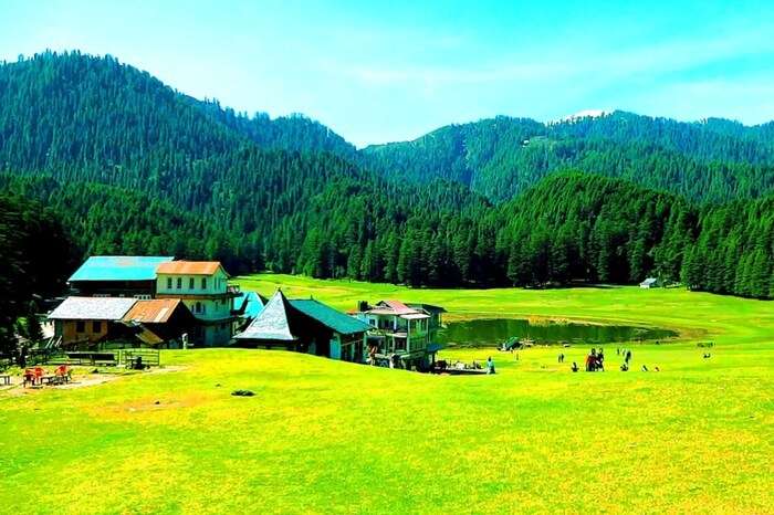 Paragliding Base Khajjiar on a bright day