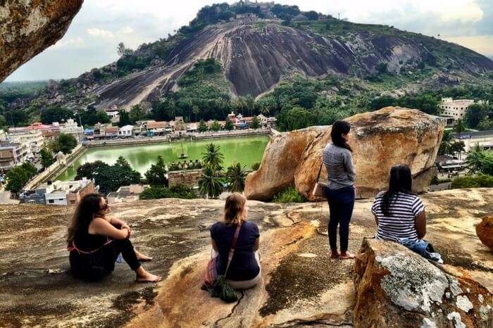 Volunteer travelers exploring the destination