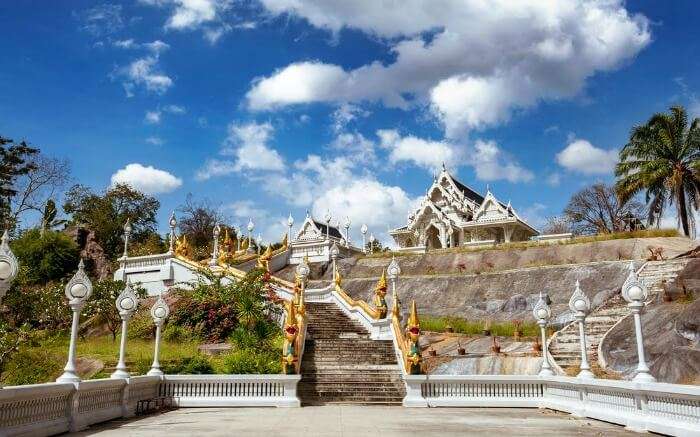 Front view of White Temple or Wat Kaew Korawaram 