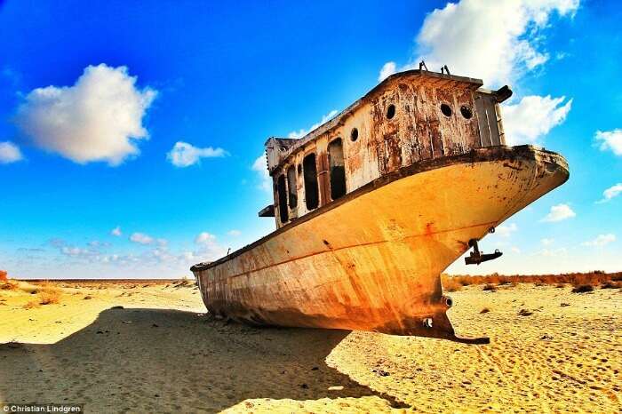 one of the many abandoned boats in The Aral Sea