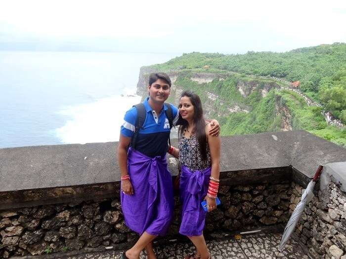 Suraj and his wife take the temple tour in Bali