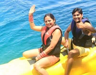 Suraj and his wife doing water activities in Bali