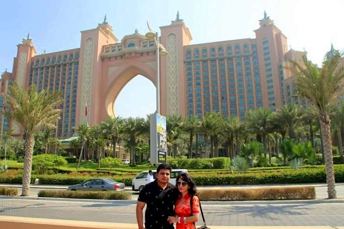 Parag and his wife at the Atlantis hotel in Dubai