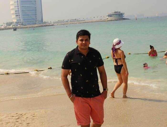 Parag on a beach in Dubai