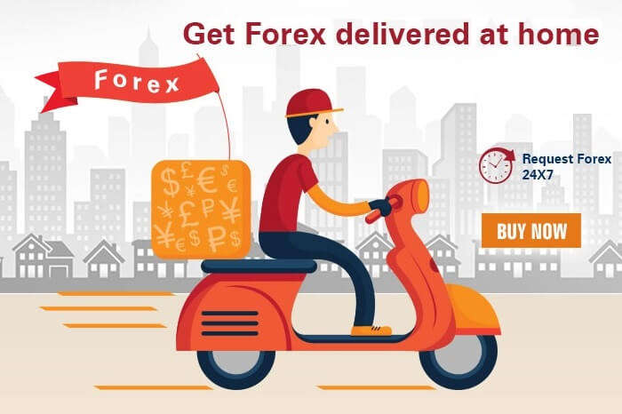 An ad showing the doorstep delivery of forex travel cards that is one of the emerging trends in foreign exchange