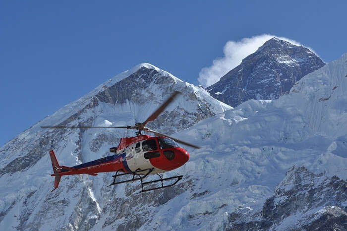 Helicopter flight over the everest