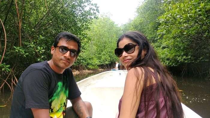 Couple traveling and enjoying a boat ride together