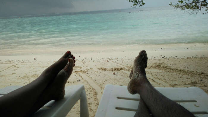 kishor & wife chilling on beach