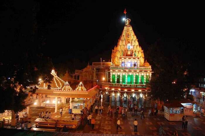 A night shot of the Mahakaleshwar Temple