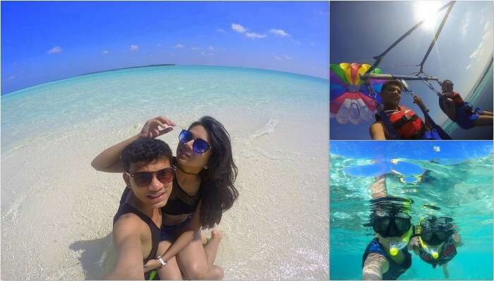Nisarg and his wife in Maldives having a great time