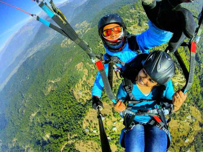 Radhika indulging in paragliding over Bir