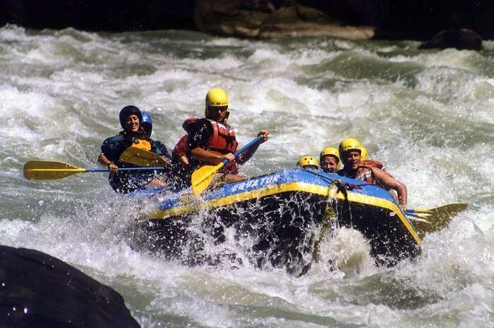 The white water rafting in the Sunkoshi river of Nepal