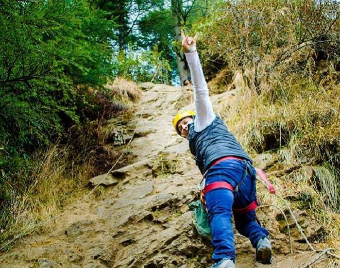 Rock climbing activity in Kanatal