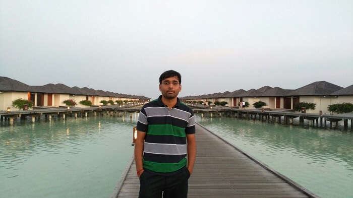 Man at Water villas in Maldives