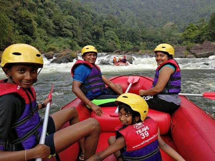 Family enjoying rafting