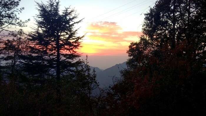 Beautiful sunset in Kanatal